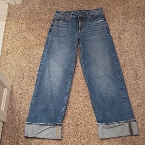 American Eagle Outfitters Women's Classic Blue Wide Leg Jeans